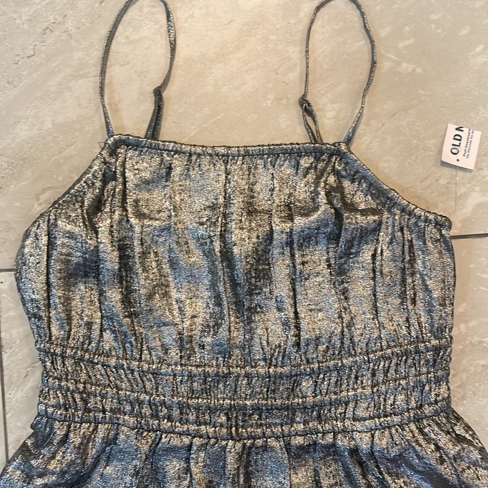Old Navy Silver Smocked Sundress Cocktail - Picture 2 of 5